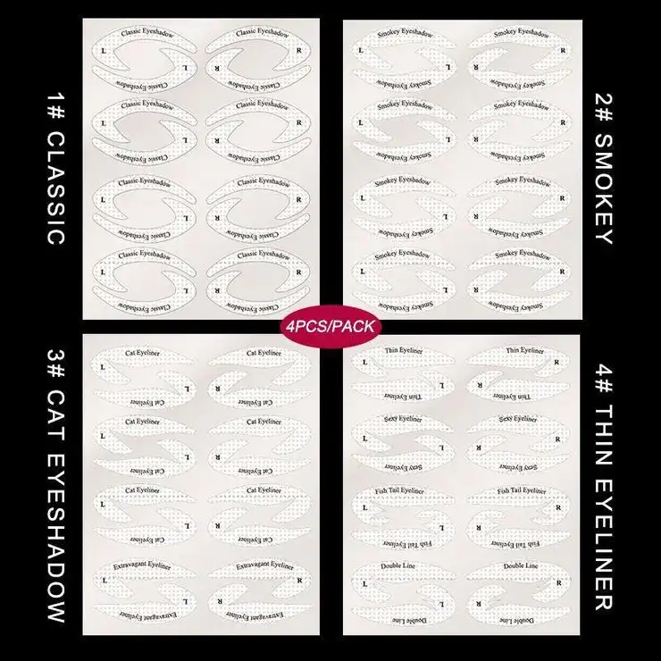 4 листа подводка для глаз искусственная инструменты бровей теней век шаблон