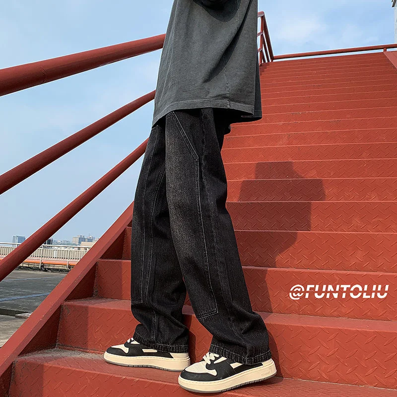 3 Colors Baggy Jeans Men Fashion Harajuku Casual Straight Jeans Men Streetwear Hip Hop Loose Denim Pants Mens Trousers M-2XL