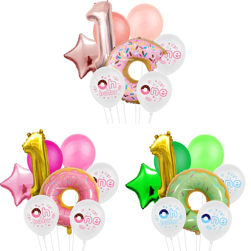 

One Oh Baby Foil Balloons 1st Birthday Party Decorations Donut Birthday Party Balloons Boy Girls 1 2 Years Old Baby Shower Decor