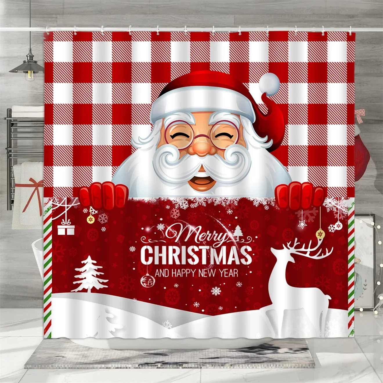 

Рождественская занавеска для душа из полиэстера