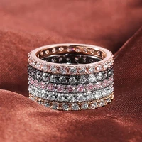hot sale silver gold rose gold black color dazzling cz zircon finger rings for women stackable statement wedding jewelry bijoux