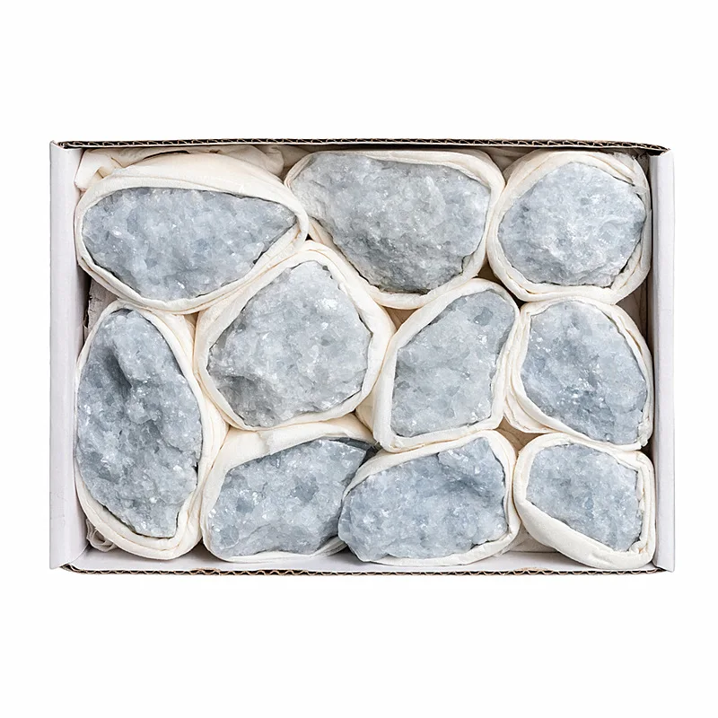 Beautiful 1 BOX Natural Blue Celestite Cluster Stone Mineral Specimens Home Decor Crystal Cluster Natural Quartz Crystals