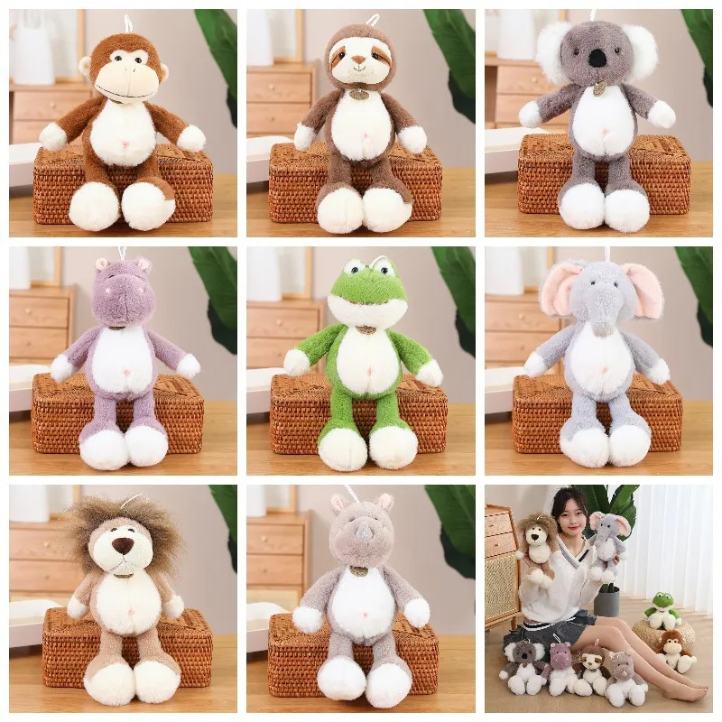 

35cm Kawaii Forest Animal Stuffed Jungle Toy Monkey Sloth Koala Frog Lion Elephant Children Girls Birthday Gift Room Decor