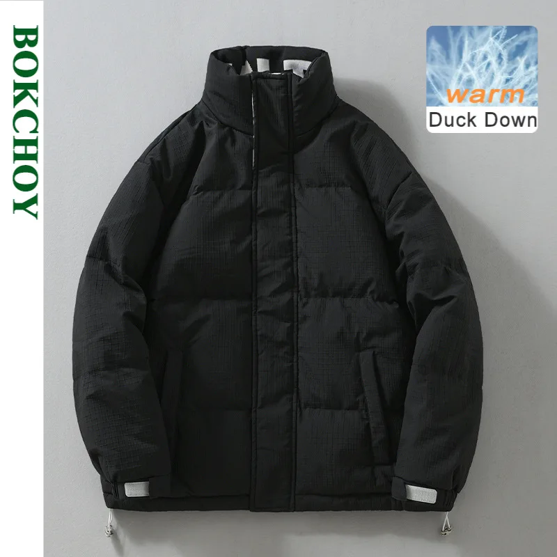 

2023 Winter New Letter Color Matching Down Jacket for Men Clothing 85% White Duck Down Thicked Loose Zipper Down Jacket J238