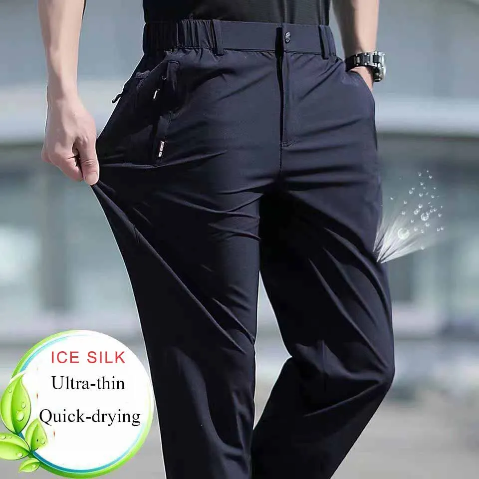 New Elastic Mens Hiking Pants Summer Quick Drying Waterproof Breathable Ultra Thin Outdoor Climbing Trekking Mens Trousers PN69