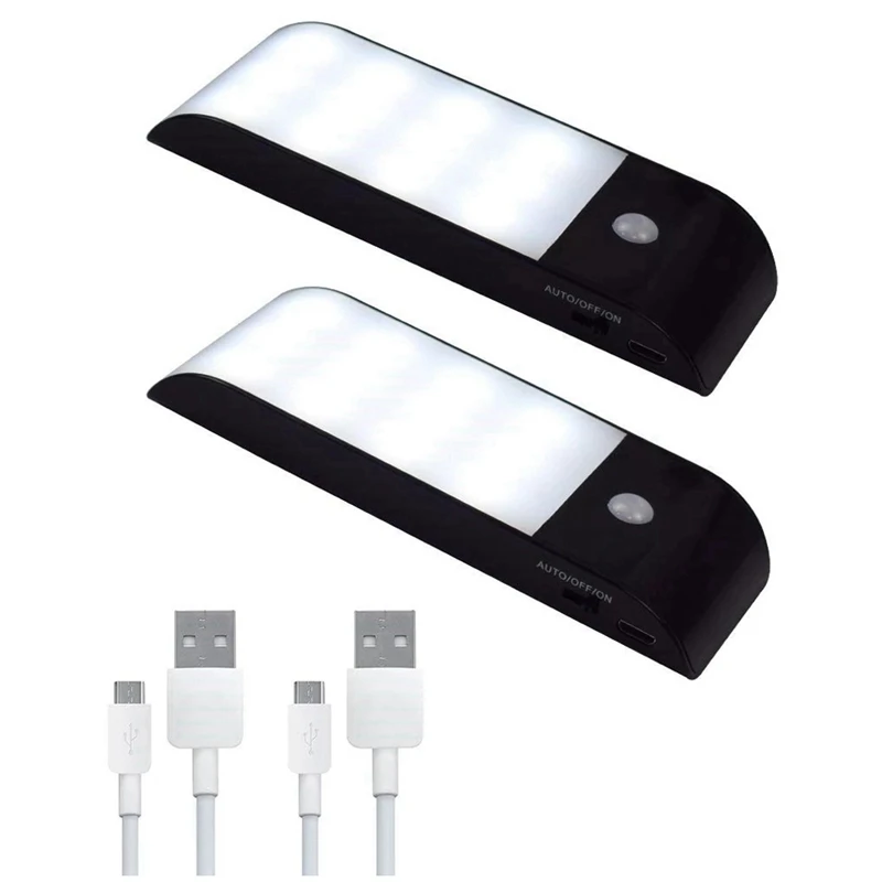 

HOT-2Pcs 12 LED USB Перезаряжаемый Pir датчик движения лампа ночного освещения для шкафа