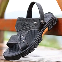 fletiter mens sandals comfort genuine leather shoes summer high quality beach slippers casual footwear outdoor beach shoes 2022