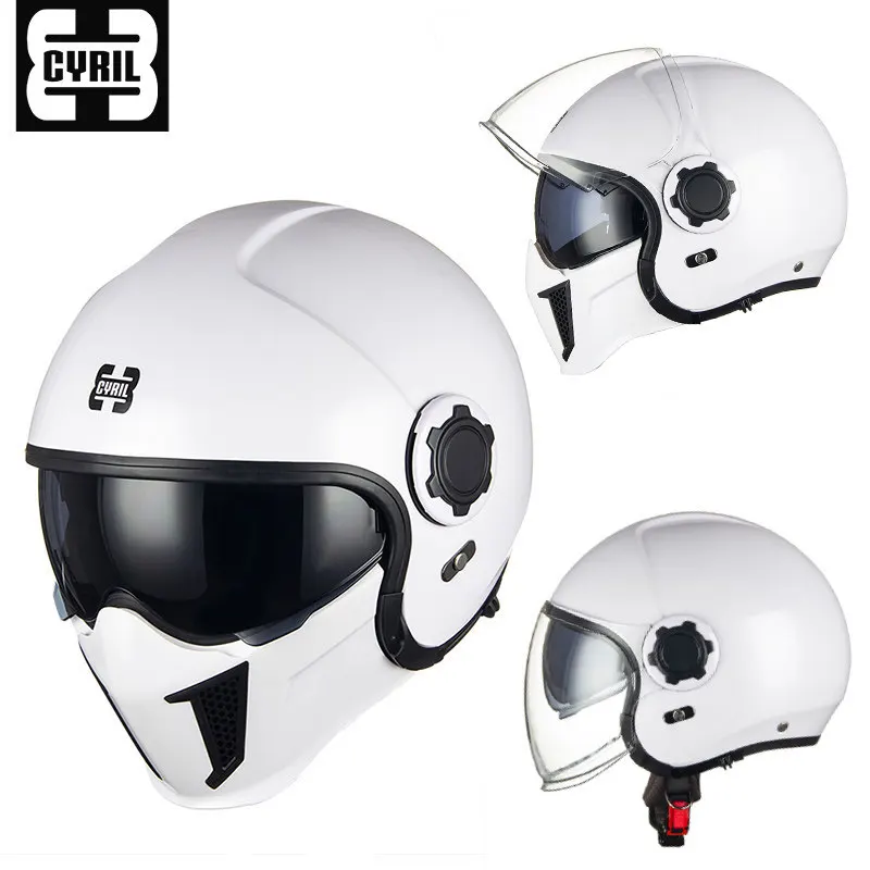 

2022 Retro helmet CYRIL OP12A Combination Helmet Men And Women Motorcycle Half Helmet Full Helmet
