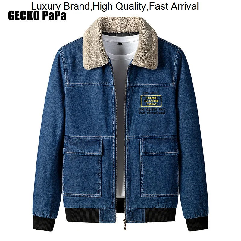 

Denim Men Jacket 2023 New Men's Wool Lining Thickened Winter Warm Bomber Jackets Fashion Male Clothes lacoste одежда мужская