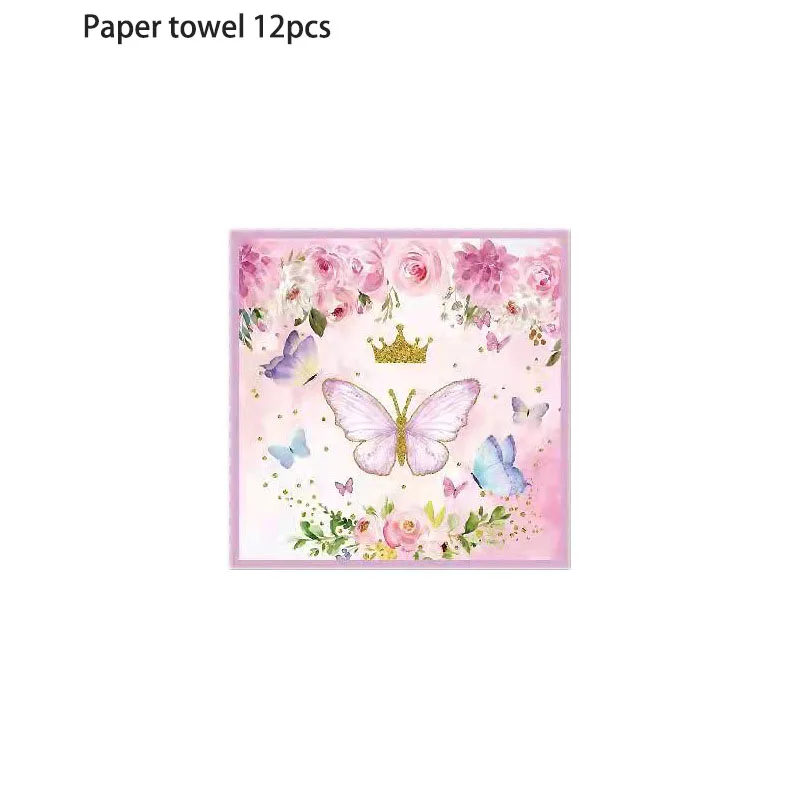 Набор детской посуды с чернилами цветами бабочками цветочным рисунком бумажный