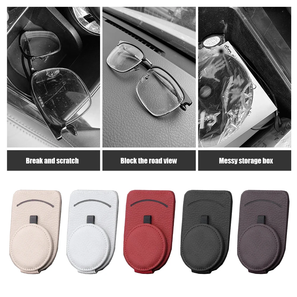 

Portable Eyeglasses Hanger Leather Glasses Hanger Mounter Wear Resistant Sunglasses Clip Card Ticket Fastener Car Interior Parts