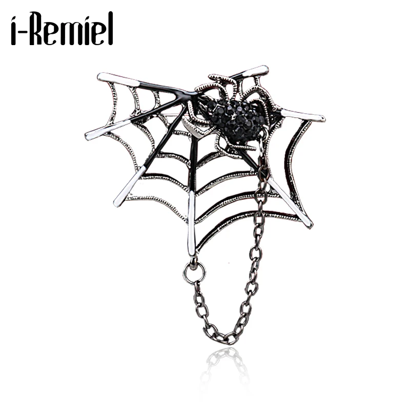 

i-Remiel Fashion Spider-web Chain Tassel Brooch Personality Spider Collar Pin Buckle Bra Leisure Badge Shoulder Pins Accessories