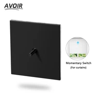 avoir wall light switch black momentary reset toggle lever stainless steel 86 type panel eu fr double usb socket curtain switch