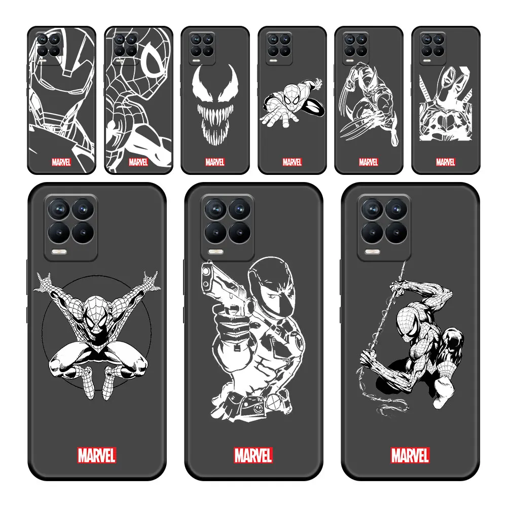 

Capinha Marvel Iron Man Spiderman Case Coque for Realme C21Y 7 9 8 Pro C15 C11 C3i 6 C21 C17 8i XT C3 GT Neo Plus TPU Celular