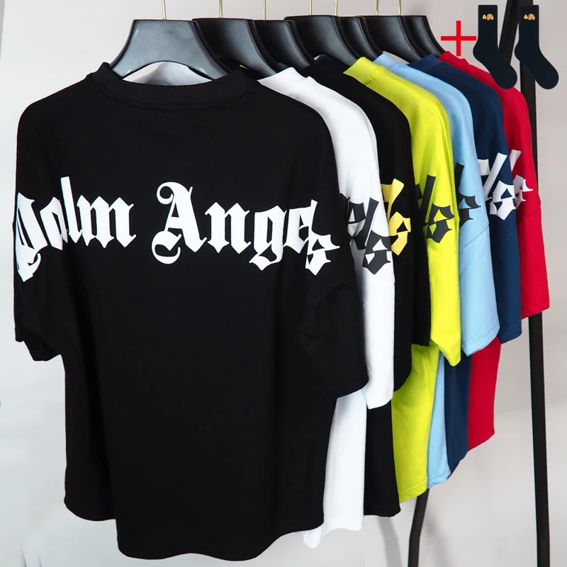 

Palm Angels 22SS Letter Logo boyfriend gift Men Women Unisex Lovers Bat sleeve Fashion Casual Short sleeve Round neck t shirt
