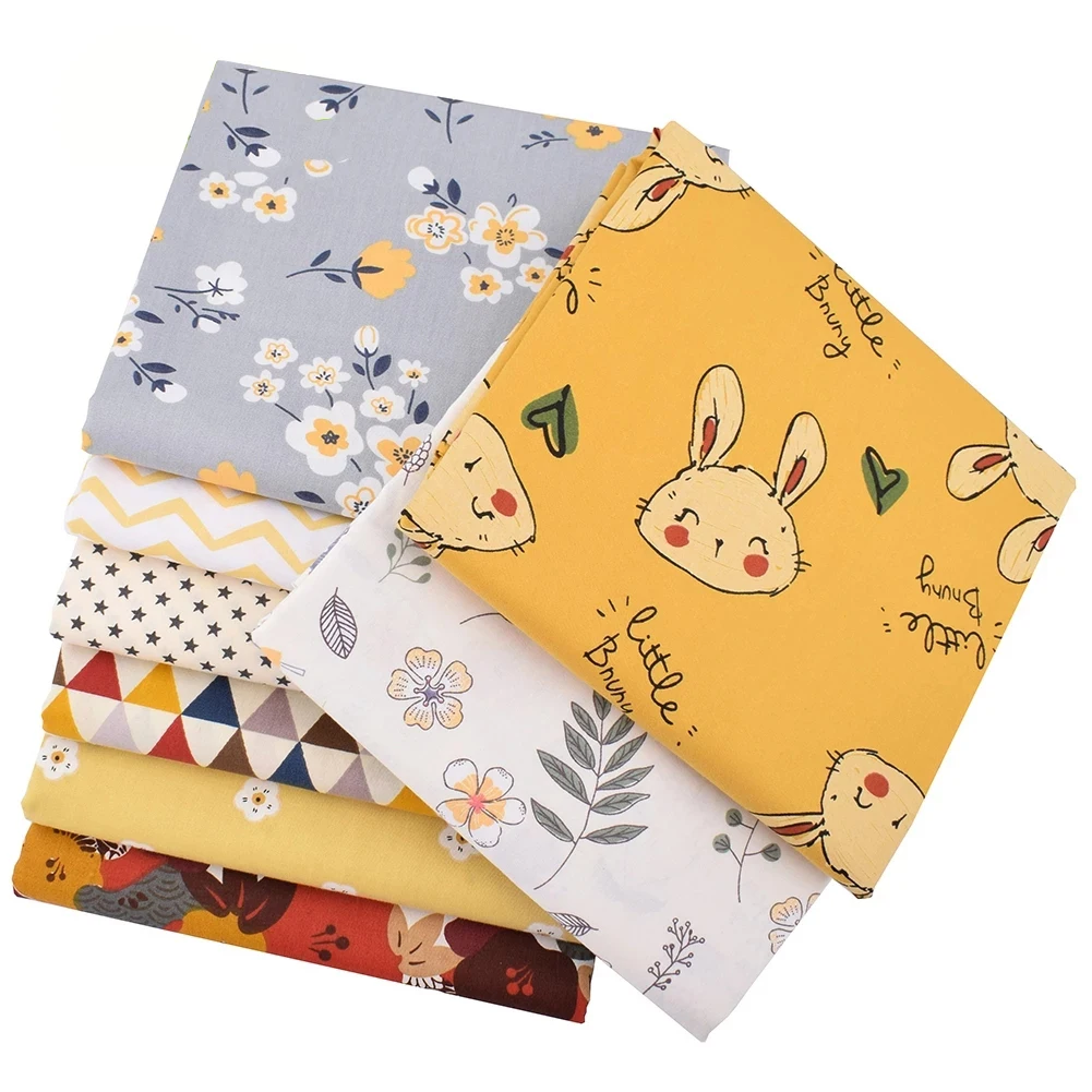 

8Pcs/Lot Little Bunny Printed Twill Fabric Patchwork Tissue Cloth DIY Needlework Sewing Quilting Handmade Material 20x25cm