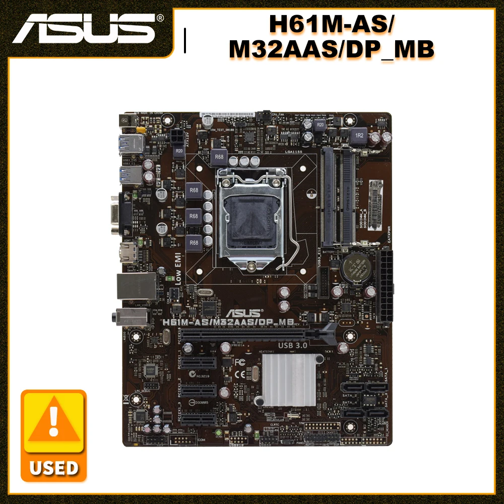 

ASUS H61M-AS/M32AAS/DP_MB Desktop Motherboard Socket LGA 1155 Intel H61 DDR3 16GB RAM VGA SATA Mainboard