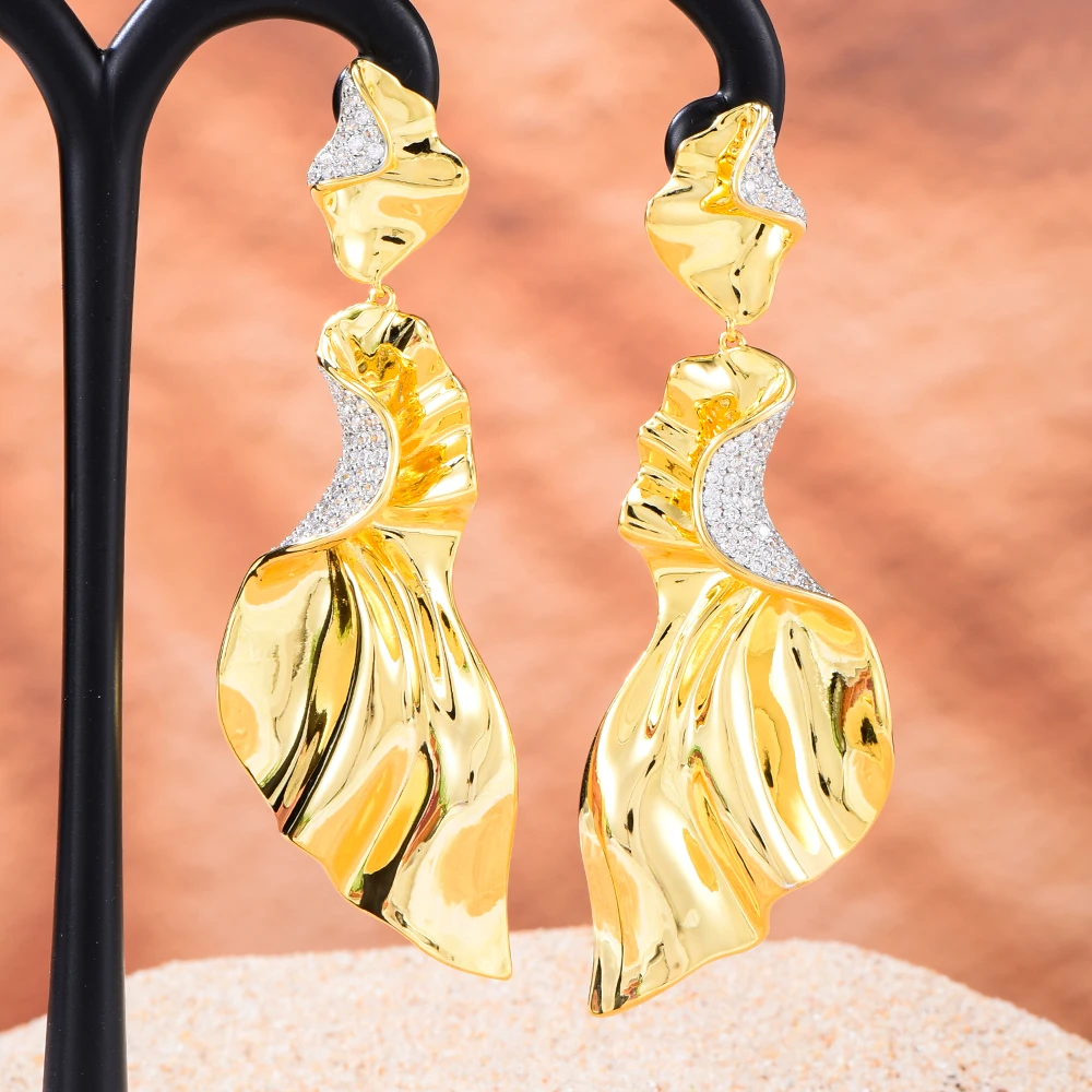 

Kellybola New DIY Shiny CZ Charm Gold Earrings For Women Bridal Wedding Girl Daily Surper Jewelry High Quality Hot Romantic