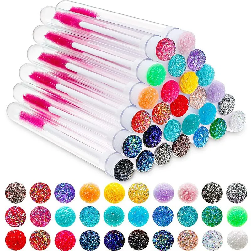 

20/50/100PCS Reusable Eyebrow Brush Tube Disposable Eyelash Brush Eyebrow Brush Replaceable Dust-proof Diamond Makeup Brush 2#