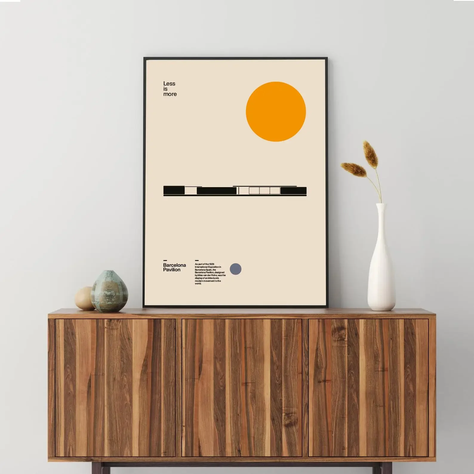 Плакат Барселона Павильон Людвиг Метс фургон дер Рух Минимальная архитектура