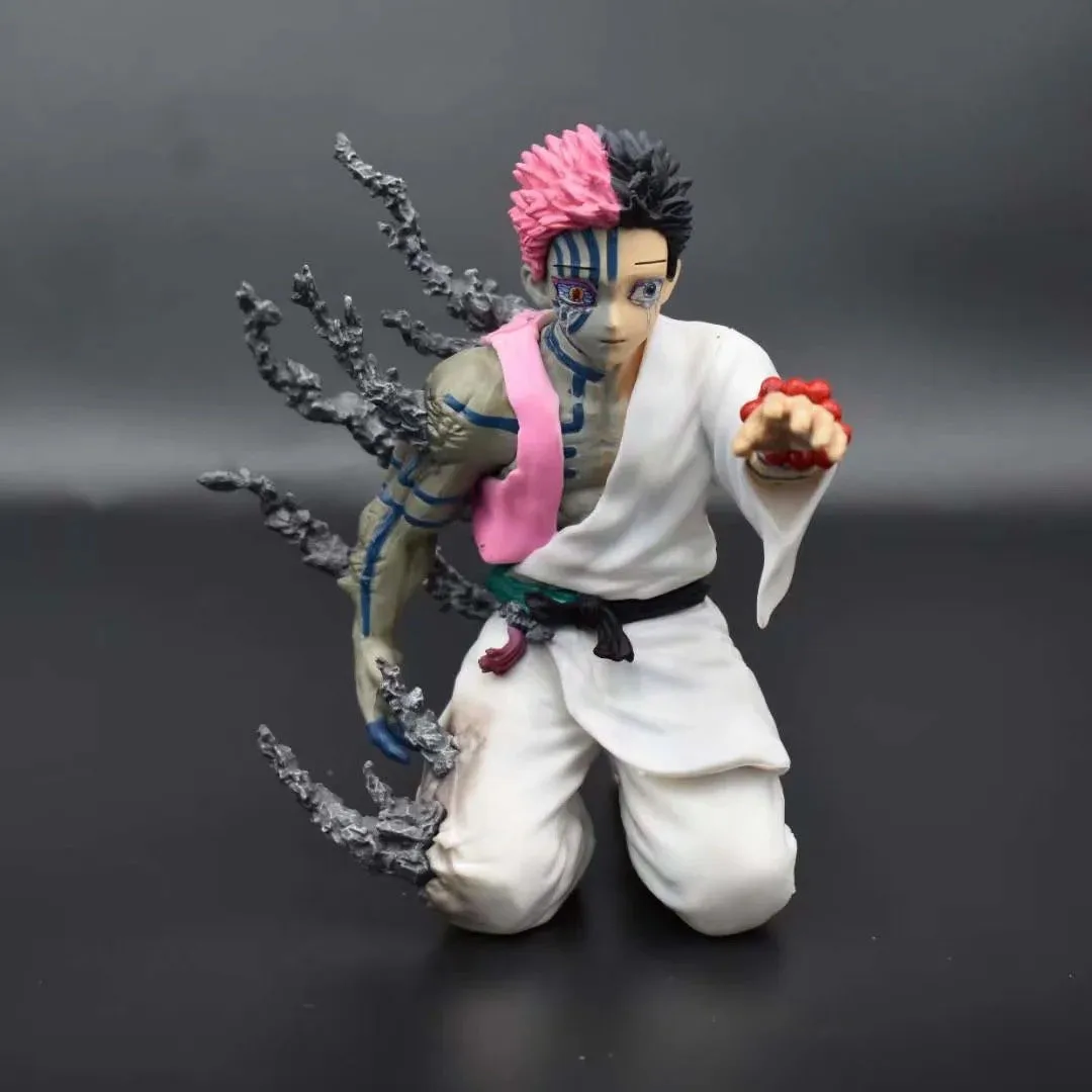 

Anime Figure Demon Slayerq Twelve Ghost Moon Repent Half Man Half-Ghost Top Three Yi Wo Seat Kneeling Position Box Funny Gift