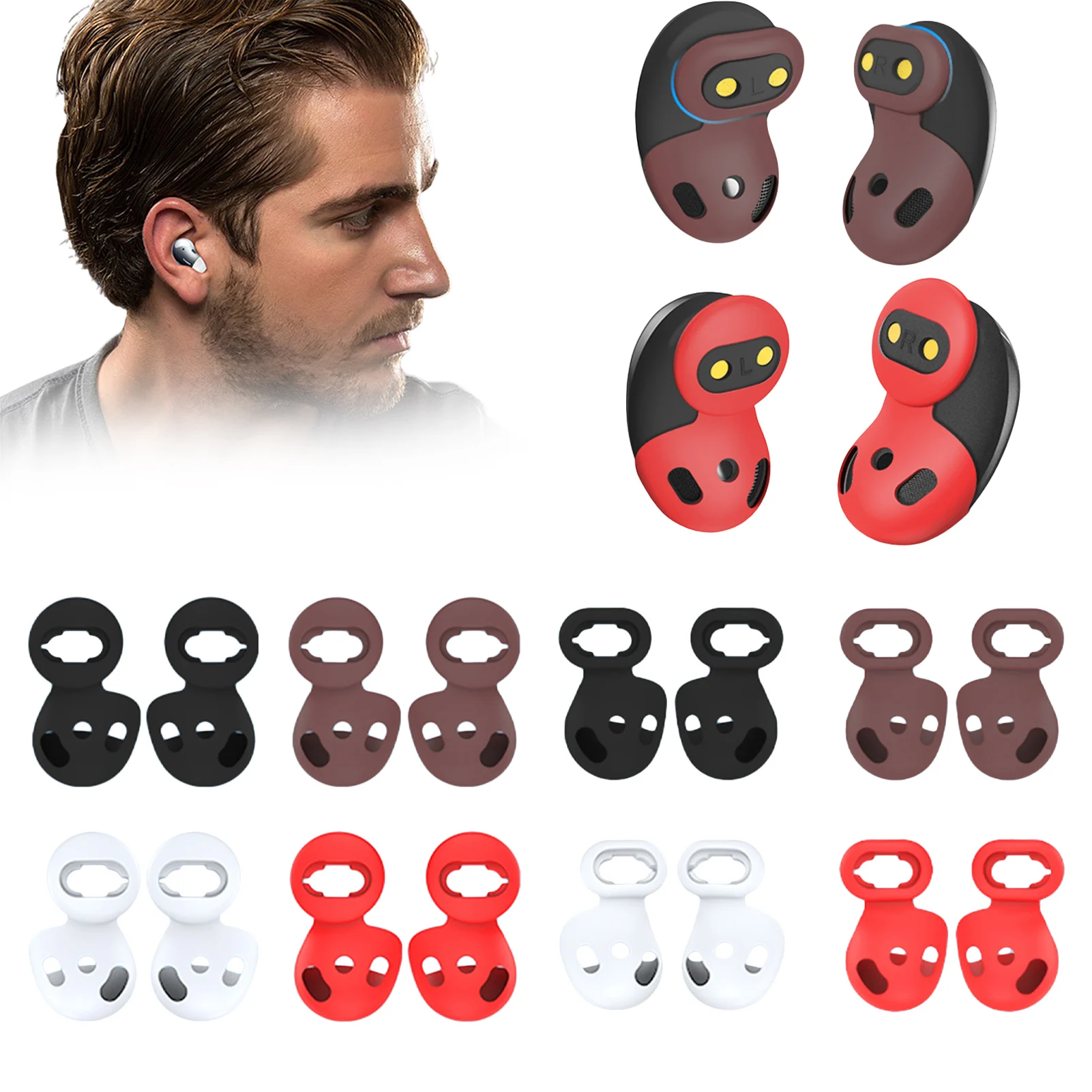 

8 Pairs ForGalaxy Buds Live Ear Tips Silicone Adapter Ear Wing Replacement Earbuds For SamsungGalaxy Buds Live Accessories
