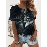 summer short sleeve cute forest cat 3d printing o neck comfortable t shirt womens funny new retro pullover fashion top mujer