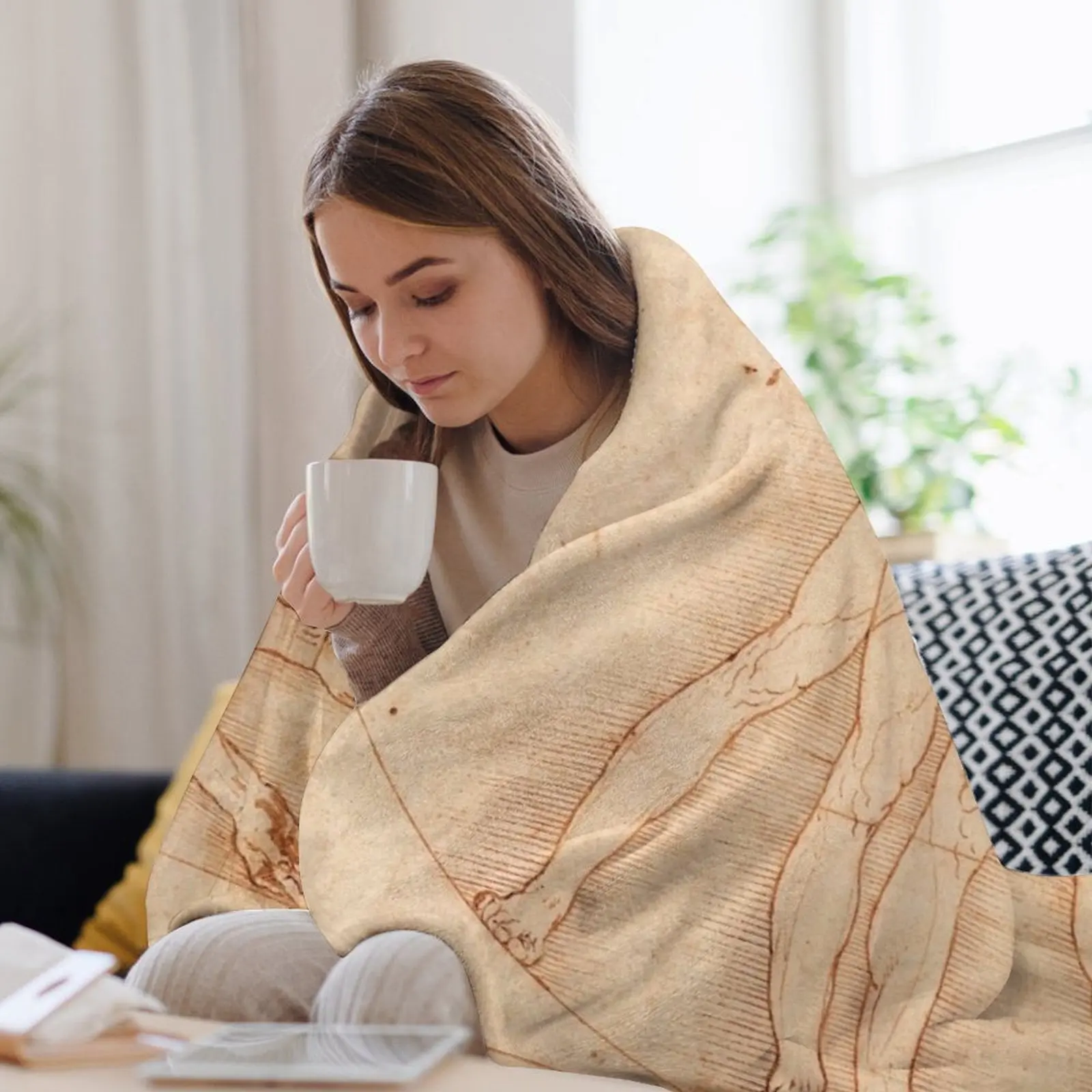 Витрувианский человек от Леонардо да Винчи (1490) пледы мягкие клетчатые детские