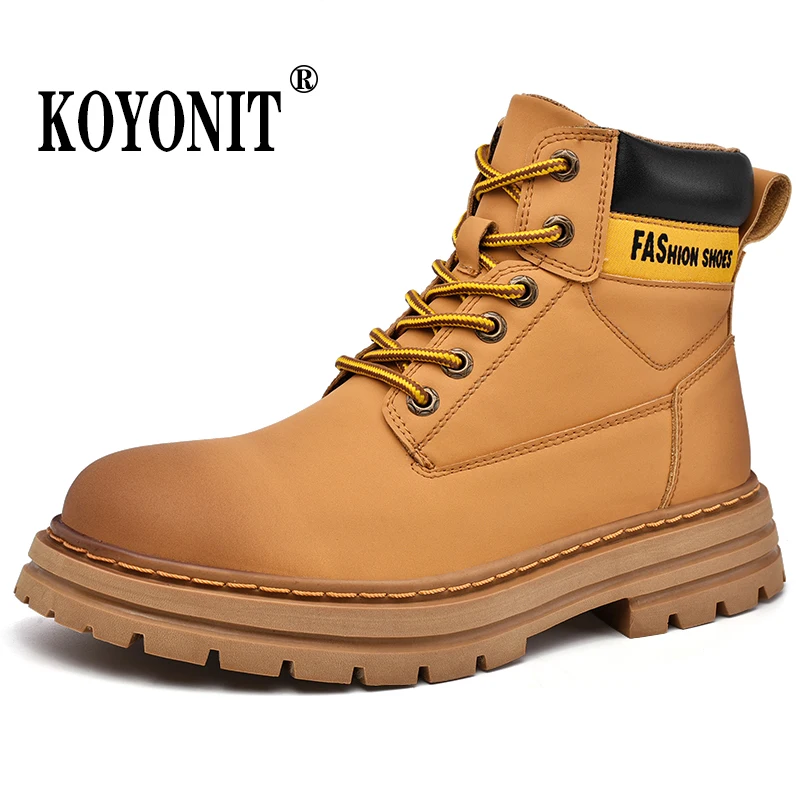 

Fashion Designer Winter Spring 38~46 Genuine Leather Mens 2023 Ankle Snow Yellow Black Platform Boots Man Casual Shoes for Men