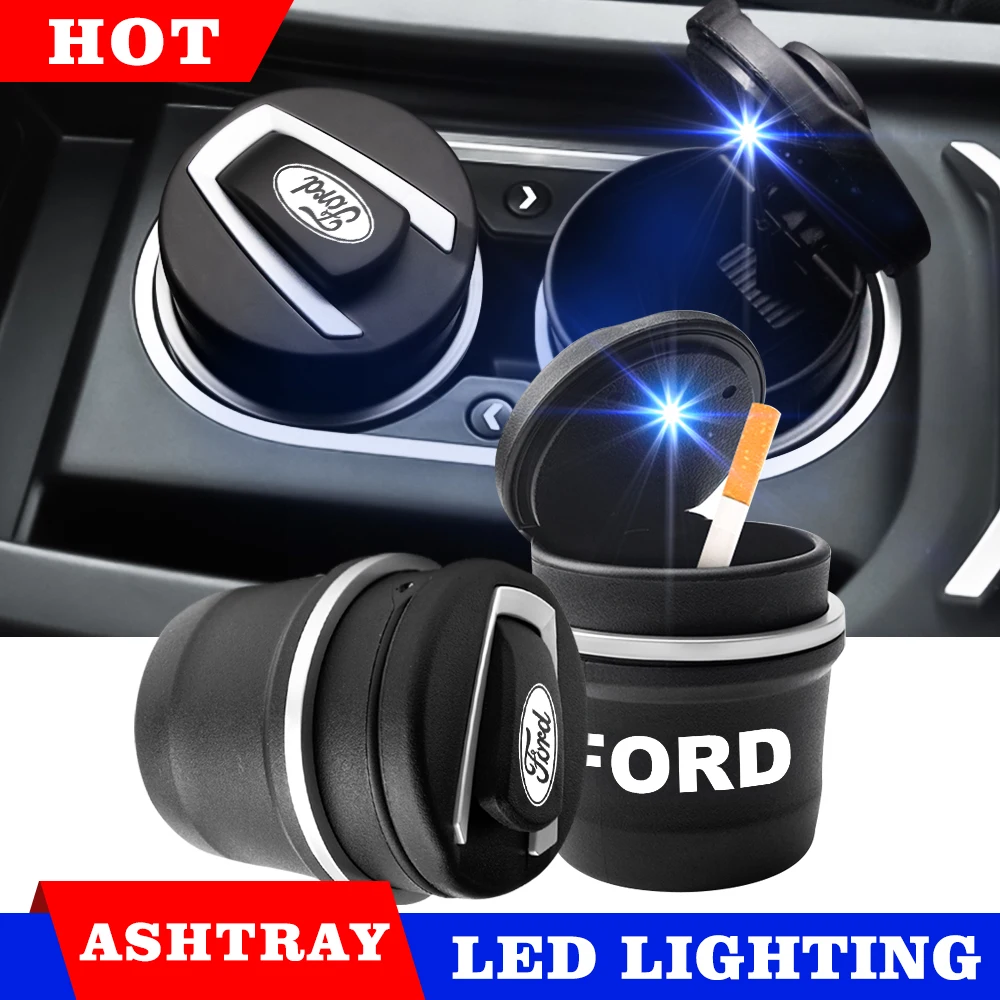 

Car LED Ashtray Garbage Coin Storage Cup Container Cigar Ash Tray Car Styling Universal Size For Ford Focus Mk2 Party Mk3 Ranger