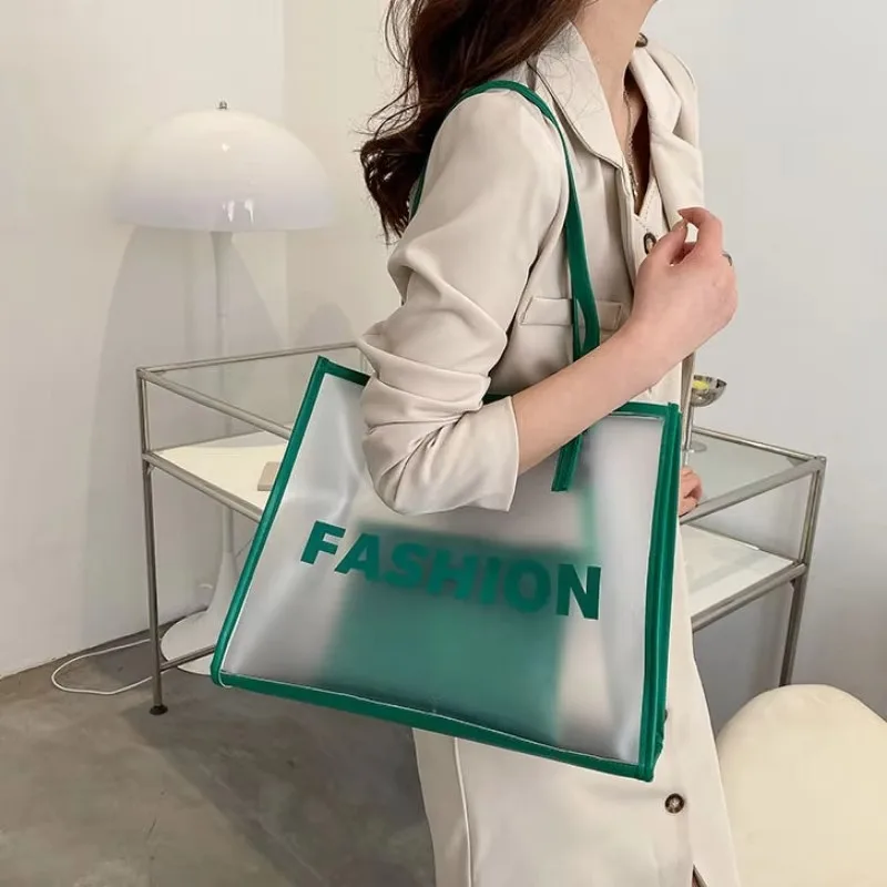 Прозрачные сумки на плечо с буквенным принтом женские летние корейские шикарные