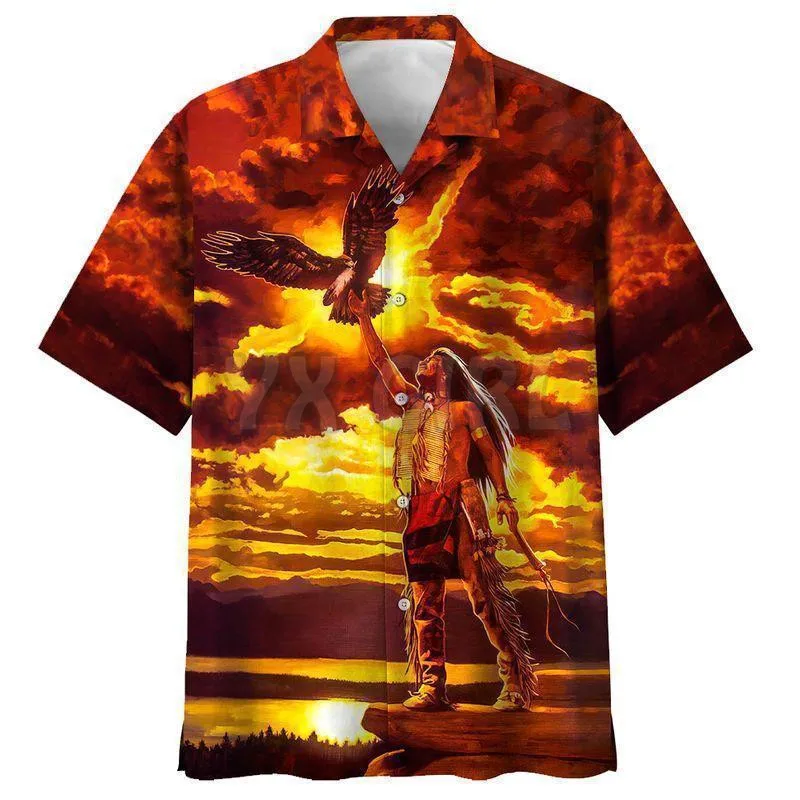 Native White Wolf  Hawaiian Shirt 3D All Over Printed Hawaiian Shirt Men's For Women's Harajuku Casual Shirt Unisex