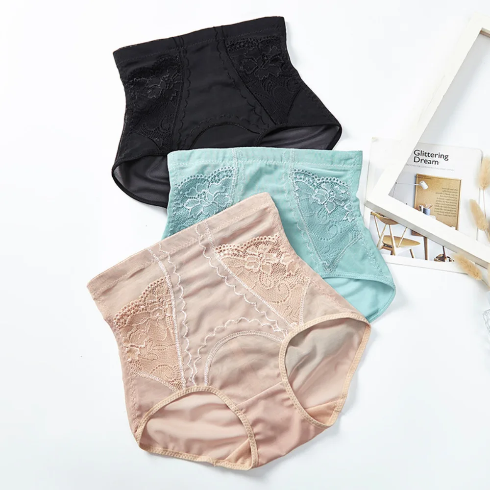 

Women High Waist Body Shaper Slimming Butt Lifter Shapewear Solid Color Breathable Lace Underwear Tummy Control Panties Hip Pads