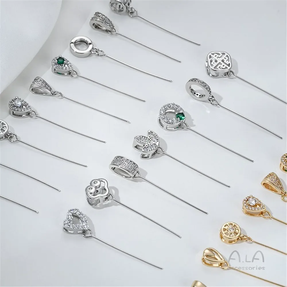 14-каратное золото мелкая игольная подвеска пряжка с жестким отверстием длинная