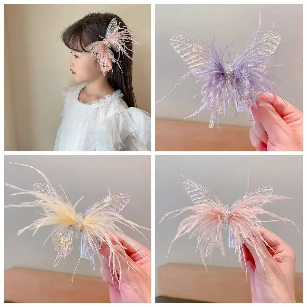 

Детская заколка для волос в Корейском стиле с красочными перьями бабочками Фея Красота принцесса для девочек заколка для волос аксессуары для волос