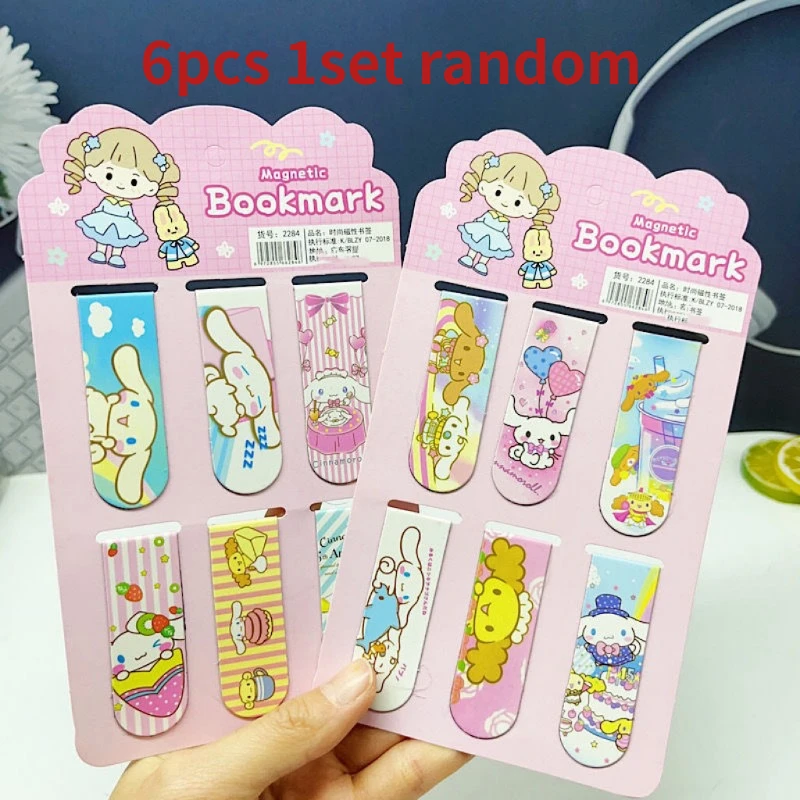 

6 шт./компл. Sanrio Kuromi магнитная закладка мультяшная книжная отметка Kawaii школьные принадлежности магнитная закладка зажим для чтения книг канцелярские принадлежности