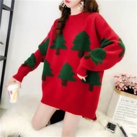 christmas tree pattern sweaters pullovers women o neck knitted loose jumpers 2021 winter autumn casual warm tops girlfriend gift