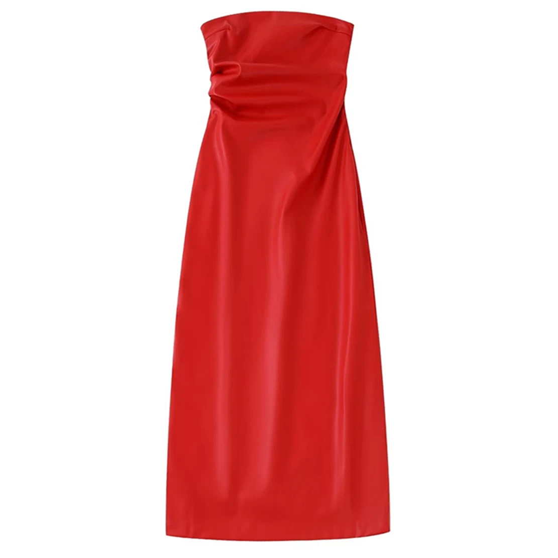 

Maxdutti Ins Blogger Fashion Party Dress Red Color Off Shoulder Sexy Leather Mini Dress Women