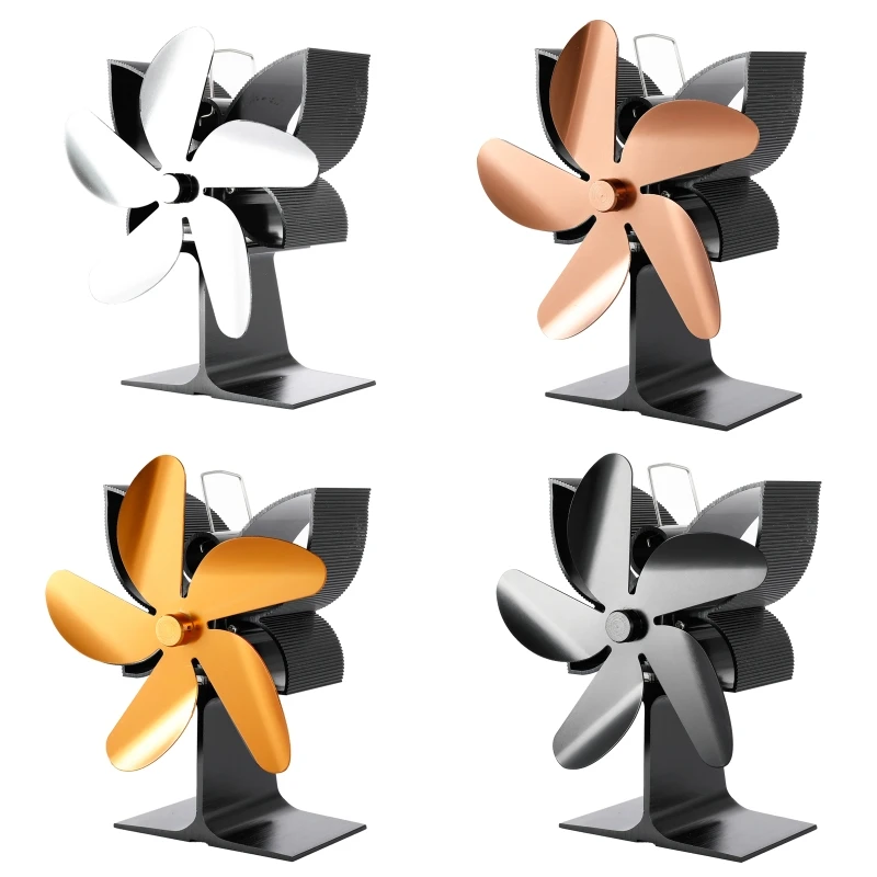 

SF901G 5 Blades Heat Powered Stove Fan for Wood Log for BURNER Heater Fireplace