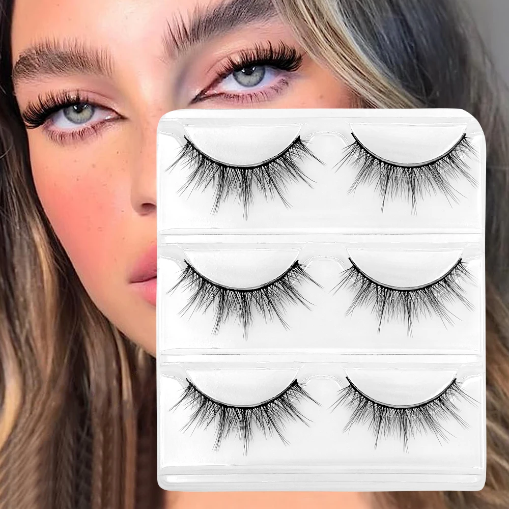 

Yelix Manga Lashes Fluffy Faux Mink Lashes Natural Look 3 Pairs Short Lightweight Mink Eyelashes Asian False Eyelashes