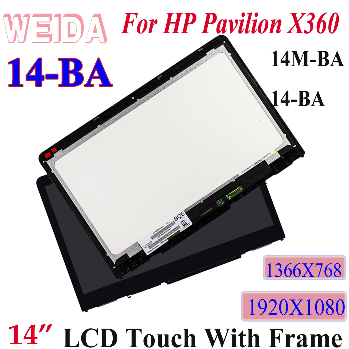 

LCD for HP PAVILION X360 14M-BA 14-BA series 14 "touch screen LCD display mounting frame for HP 14M-BA LCD replacement