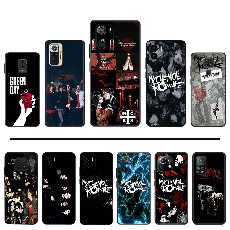 

Силиконовые черные телефонные чехлы My Chemical Romance для Xiaomi Mi 11T Pro 11 10 Note10 A2 10T 8 Lite Φ 11i 9T CC9 9 9Se, чехол