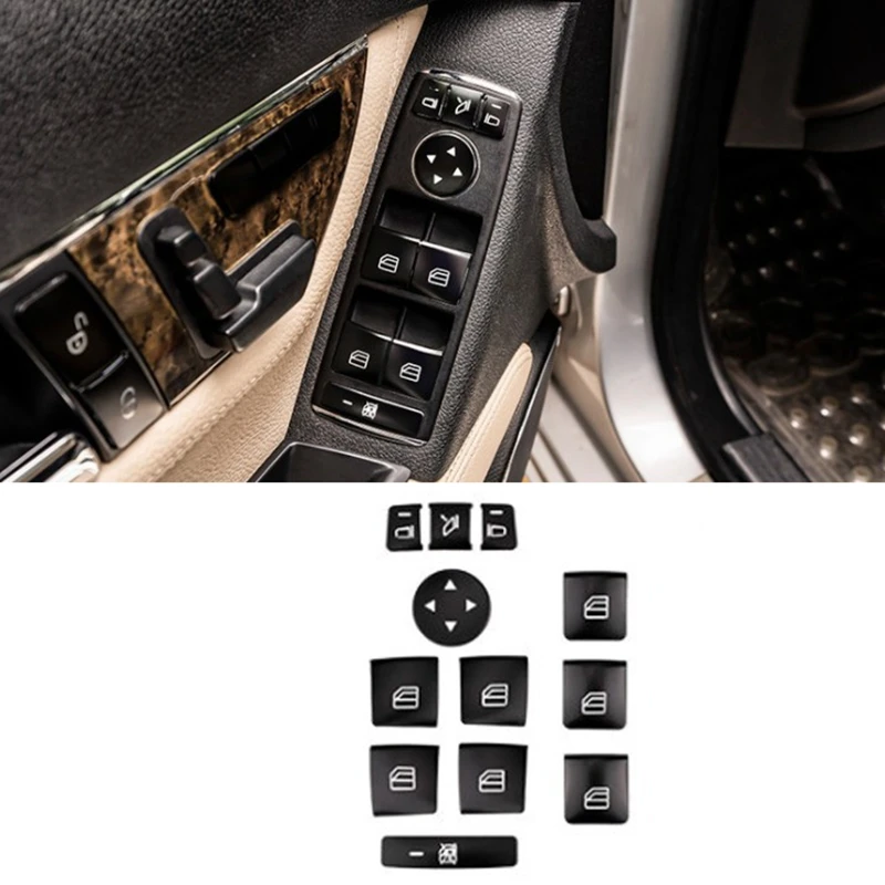 

24PCS Car Door Armrest Window Switch Button Trim Cover Sticker For Mercedes Benz GLK ML GL A B C E G Class W204 X166