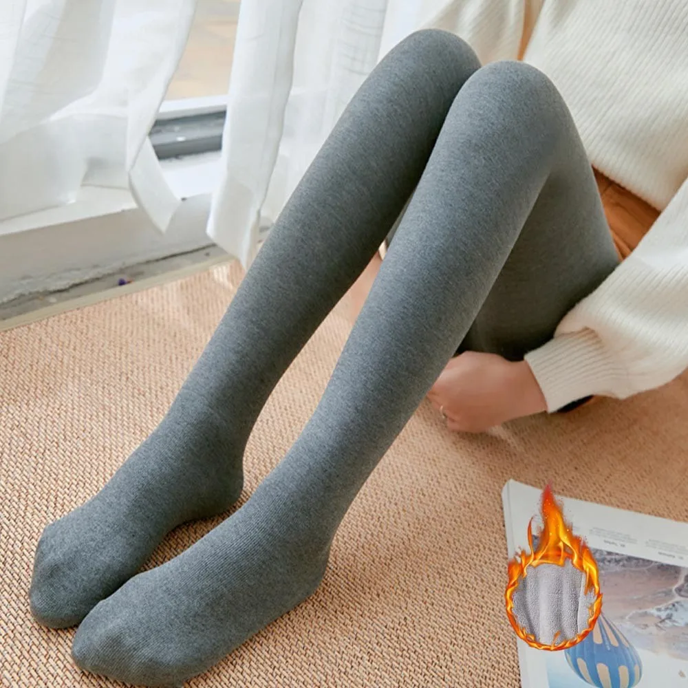 Fleece Tights Ladies Lined Tights Pantyhose Leg Warmers Socks Women Winter Thermal Stockings Solid Color Warm Nylon Leggings