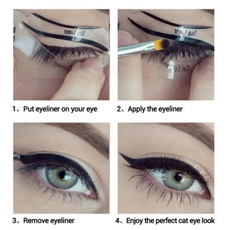 2/4/10pcs Cat Smokey Eyeliner Stencil For Arrow Eye Shadow Guide Makeup Simple Tool Set