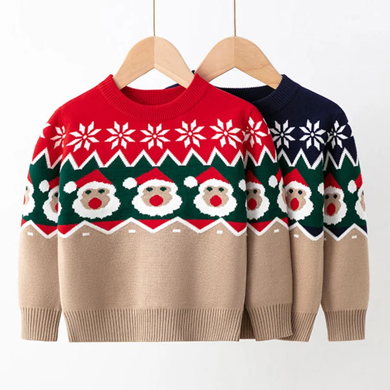

New Autumn Kids Baby Boys Girls Pullover Sweaters Winter Santa Claus Baby Boy Girl Long Sleeve Knit Children's Sweaters