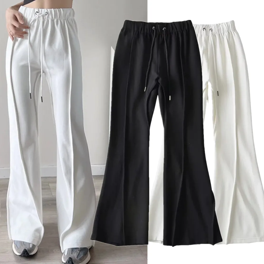 

Jenny&Dave 2023 Fashion Splicing Solid Harem Pants High Waist Drawstring Loose Wide Leg Trousers Women