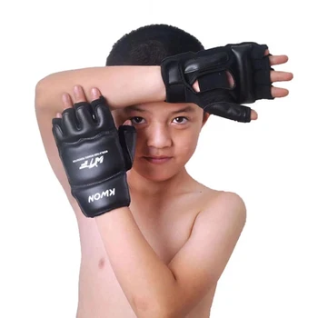 New Leather Half Finger Kids Children Karate Boxing Gloves Mitts Sanda Karate Sandbag Taekwondo Protector Gloves MMA Muay Thai 1