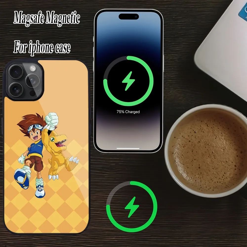 Чехол для телефона с аниме Digimon Adventure iPhone Magesafe Magnetic 15 Pro11 Mini 12 13 14 Max Plus Shell