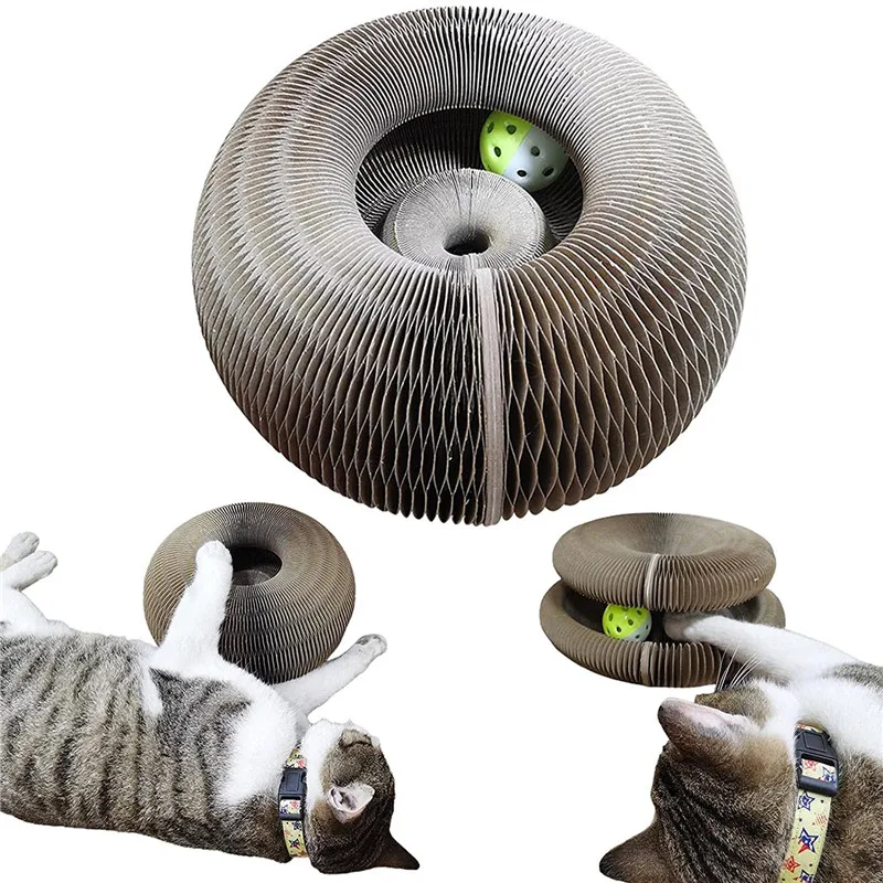 

Magic Organ Cat Scratch Board Cat Toy with Bell Cat Grinding Claw Cat Climbing Frame Round Corrugated Cat Litter Cat Scratch Toy